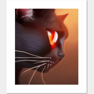 black cat with red eyes Posters and Art